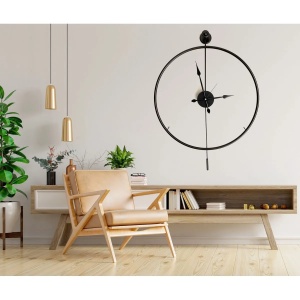 Ceas decorativ de perete Re-Bloom, metal, negru, 58 x 80 x 7 cm - Img 4