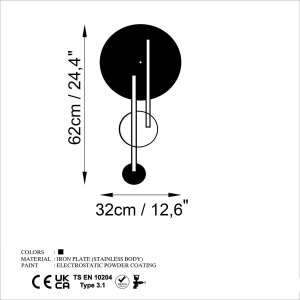 Ceas decorativ de perete Re-Bloom, metal, negru, 62 x 32 cm - Img 5