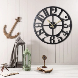 Ceas decorativ de perete Re-Bloom, metal, negru/auriu, 50 x 50 cm - Img 5