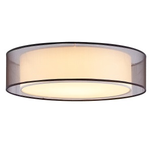 Chloe plafoniera 3 lumini LED, 50x50x16 cm, 24W 2880lm 3000K, cadru fier nichelat, abajur textil, gri/argintiu - Verificat A · Re-Bloom - Img 2