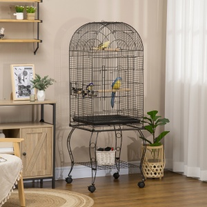 Colivie pentru pasari, metal/lemn, negru, 51 x 51 x 153 cm, Resigilat, Grad A - Img 4