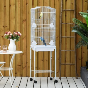 Colivie pentru pasari Re-Bloom, metal/lemn/PS, alb, 46.5 x 36 x 157 cm, Resigilat, Grad A - Img 2