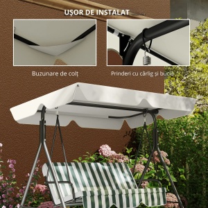 Copertina impermeabila leagan 3 locuri 210x145 cm, panza Oxford 230g/m², UPF30+, velcro, poliester, crem - Verificat A · Re-Bloom - Img 5