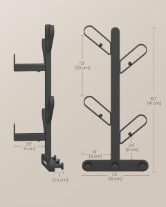 Cuier de perete Songmics, metal, negru, 19 x 2,5 x 41 cm, Resigilat, Grad A - Img 2