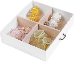 Cutie pentru bijuterii Songmics, MDF/piele PU/catifea, alb/roz, 17,5 x 13,5 x 12 cm, Resigilat, Grad A - Img 3