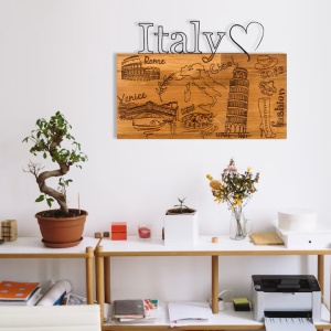 Decor de perete Re-Bloom, Italy, lemn/meta, maro/negru, 58 x 41 cm - Img 2
