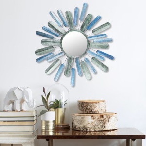 Decor de perete Re-Bloom, metal, albastru/verde, 75 x 75 x 5 cm - Img 2