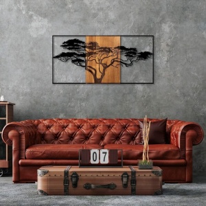 Decor de perete Re-Bloom, model copac, lemn/metal, maro/negru, 147 x 3 x 70 cm - Img 3