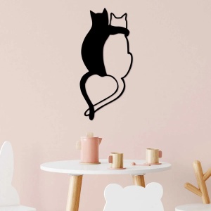 Decor de perete Re-Bloom, model pisici, metal, negru, 33 x 70 cm - Img 5