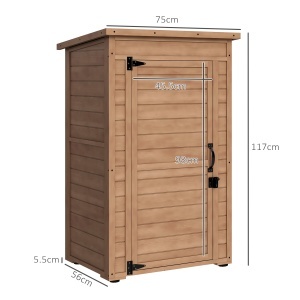 Dulap de depozitare pentru gradina Re-Bloom, lemn masiv, maro, 75 x 56 x 117 cm, Resigilat, Grad A - Img 3