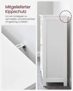 Dulap pentru baie Vasagle, MDF, alb, 55 x 28,5 x 82 cm, Resigilat, Grad A - Img 2