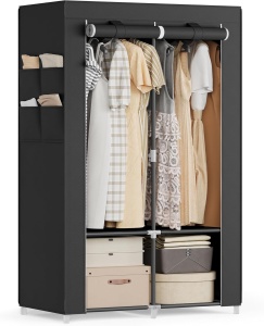 Dulap Songmics, metal/plastic/textil, negru, 86 x 45 x 167 cm, Resigilat, Grad A
