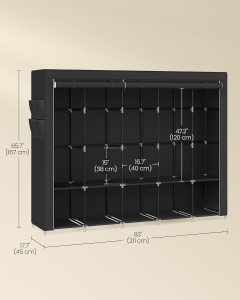 Dulap Songmics, otel/plastic/textil, negru, 211 x 45 x 167 cm, Resigilat, Grad A - Img 2