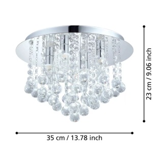 Eglo Almonte 94878 candelabru cristal 4xG9 LED, diametru 350 mm, IP44, otel cromat, baie - Verificat A · Re-Bloom - Img 4