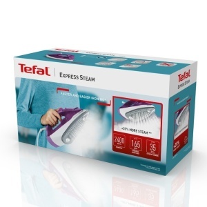 Fier de calcat Tefal Express Steam FV2835E0, 2400W, Jet de abur 160 g/min, abur variabil 0-35 g/min, 270 ml, violet, Resigilat, Grad A - Img 3