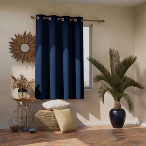 Flhf draperie opaca 140x175 cm, 100% poliester, inele de fixare, lavabila 30°C, albastru marin - Verificat A · Re-Bloom - Img 4