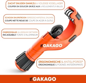 Foarfece universal pentru tevi Gakago, pentru toate metalele obisnuite, metal, portocaliu, 3-50 mm - Img 3