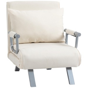 Fotoliu extensibil 2 in 1 Re-Bloom, cu spatar reglabil, otel/textil, bej/gri, 65 x 69 x 80 cm, Resigilat, Grad A