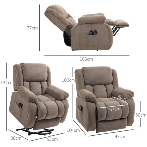 Fotoliu recliner ridicator cu masaj 8 puncte, inclinare 150°, telecomanda, catifea poliester/otel, maro deschis - Verificat A · Re-Bloom - Img 3