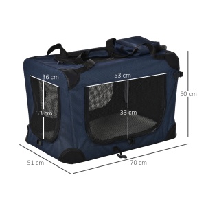 Geanta pentru caini cu 3 intrari Re-Bloom, panza Oxford/metal, albastru inchis/negru, 70 x 51 x 50 cm, Resigilat, Grad A - Img 2