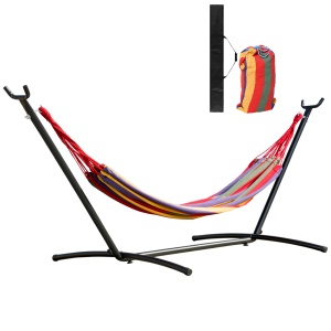 Hamac portabil cu suport otel/bumbac Re-Bloom, 285x118x110 cm, suprafata 200x150 cm, 150 kg, multicolor - Verificat A · Re-Bloom
