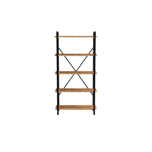 Hanah Home biblioteca industriala 90x33.5x180 cm, PAL melamina 100%, cadru metal electrostatic, raft 55cm, pin atlantic/negru - Verificat A · Re-Bloom