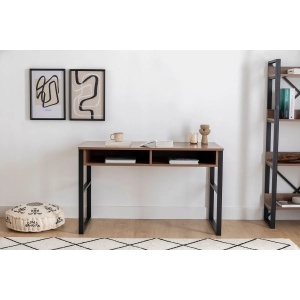 Hanah Home birou de studiu cu depozitare, PAL melaminat, 120x60x75cm, Nuc - Verificat A · Re-Bloom - Img 3