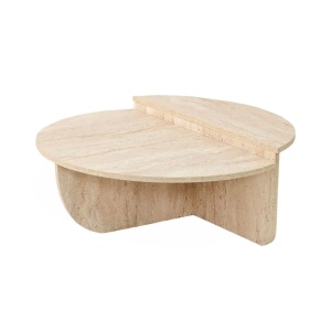 Hanah Home masa cafea rotunda living D90x35 cm, PAL 18mm, finisaj travertin, usor de asamblat - Verificat A · Re-Bloom