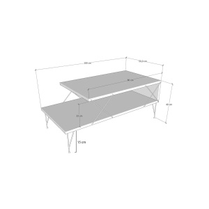 Hanah Home masuta cafea, PAL melaminat 18mm + picioare metalice 15cm, 100x50x40 cm, raft 23cm, antracit - Verificat A · Re-Bloom - Img 4