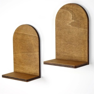 Hanah Home set 2 rafturi de perete, placaj 100% grosime 8mm, 16x26x9 cm, nuc - Verificat A · Re-Bloom - Img 2