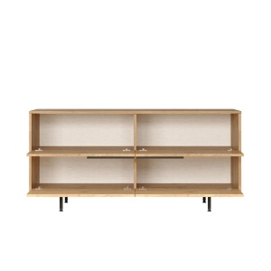 Hanah Home set 3 piese living, comoda TV 160cm, masuta cafea 90cm, comoda 160cm, PAL 18mm, imprimat UV, picioare metal, stejar - Verificat A · Re-Bloom - Img 5