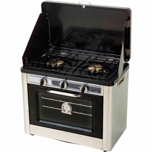 Infinity Line aragaz pe gaz cu cuptor otel inoxidabil, 53.5x30.5x46cm, 15.8kg, cuptor 25L max 250°C, consum 312g/h, racord G1/2 inclus, design compact camping/uz casnic - Verificat A · Re-Bloom - Img 2