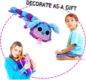 Jucarie de plus pentru copii Huggy Wuggy Piucrty, bumbac, albastru/mov, 80 cm - Img 4