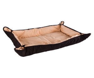 Kiwari culcus pat 2in1 cu nasturi pentru animale, poliester 100%, umplutura poliester 100%, 65x100 cm, dreptunghiular, maro/bej - Verificat A · Re-Bloom