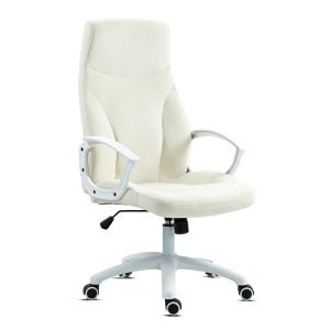 Kiwari scaun de birou, spatar inalt, brate fixe, mecanism fluture, cadru nylon alb, roti PU - Verificat A · Re-Bloom