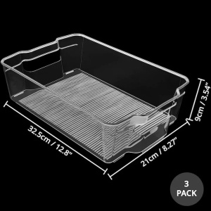 Kurtzy set 3 organizatoare frigider/bucatarie, plastic fara BPA transparent, 32.5x21x9 cm - Verificat A · Re-Bloom - Img 2