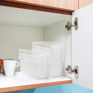 Kurtzy set 8 organizatoare frigider/bucatarie, plastic fara BPA transparent, 27x13x13 cm (lungime totala 32cm cu maner), stivuibile - Verificat A · Re-Bloom - Img 4