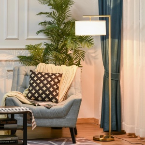 Lampadar modern Re-Bloom, metal/textil, auriu/alb, 47 x 37 x 153 cm, Resigilat, Grad A - Img 4