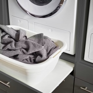 Laundreezy dulap masina de spalat 68x162x68 cm, 120 kg, sertare usi silentioase, picioare reglabile, PAL antracit - Verificat A · Re-Bloom - Img 4