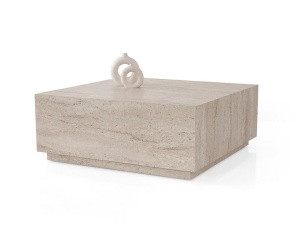 Lizbon masuta de cafea, PAL melaminat 18mm, 90x90x35.5 cm, picioare PAL, gri - Verificat A · Re-Bloom
