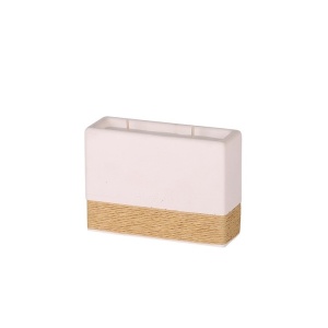 Lumanare din lemn de santal Re-Bloom, realizata din beton alb si franghie, 11,5 cm, Resigilat, Grad A