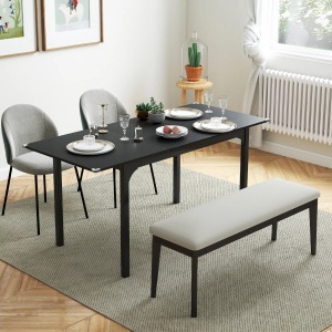 Masa de gradina extensibila Re-Bloom, MDF/otel, negru, 120-160 x 70 x 75 cm, Resigilat, Grad A - Img 3