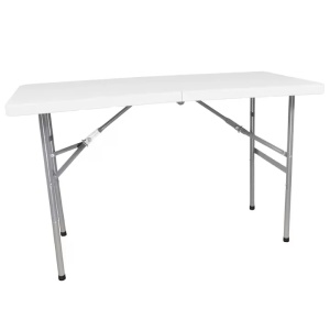 Masa plianta dreptunghiulara pentru Banchet/Evenimente/Catering, picioare metal pliabile, L 123 cm, l 61 cm, h 74 cm, alb, Resigilat, Grad A - Img 2