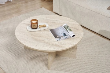 Masuta de cafea 90x90x40 cm, PAL 18mm, finisaj travertin, design modern - Verificat A · Re-Bloom - Img 3