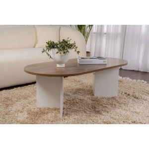 Masuta de cafea Re-Bloom, PAL, alb/nuc, 119 x 60 x 40 cm, Resigilat, Grad A - Img 2