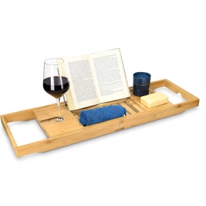 Masuta pentru cada extensibila, Navaris, din lemn, natur, 70-104 cm, Resigilat, Grad A - Img 1