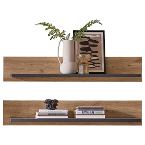 Moosic set 2 rafturi de perete LED 100x15x23 cm, MDF foliat, stejar artizanal/grafit, 12V - Verificat A · Re-Bloom - Img 4