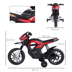 Motoreta electrica copii Re-Bloom, 6V 500mA, PP/metal, 105x52.3x62.3 cm, suspensie dubla, muzica+lumini, 3 km/h, autonomie 45 min, varsta 3-6 ani, 30 kg, rosu/negru - Verificat A · Re-Bloom - Img 3