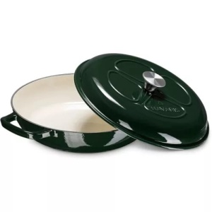 Oala emailata antiaderenta din fonta Navaris pentru plite/cuptoare - 29,5 cm - 3,5 L - Verde, Resigilat, Grad A - Img 2