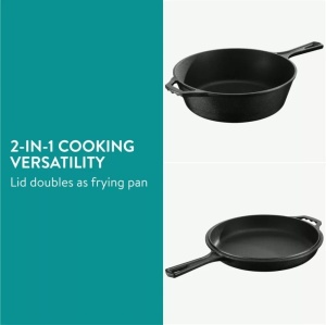 Oala fonta Navaris, 3.6L, 42.6x26.4x11.7 cm, capac dual si manere, negru, Resigilat, Grad A - Img 2